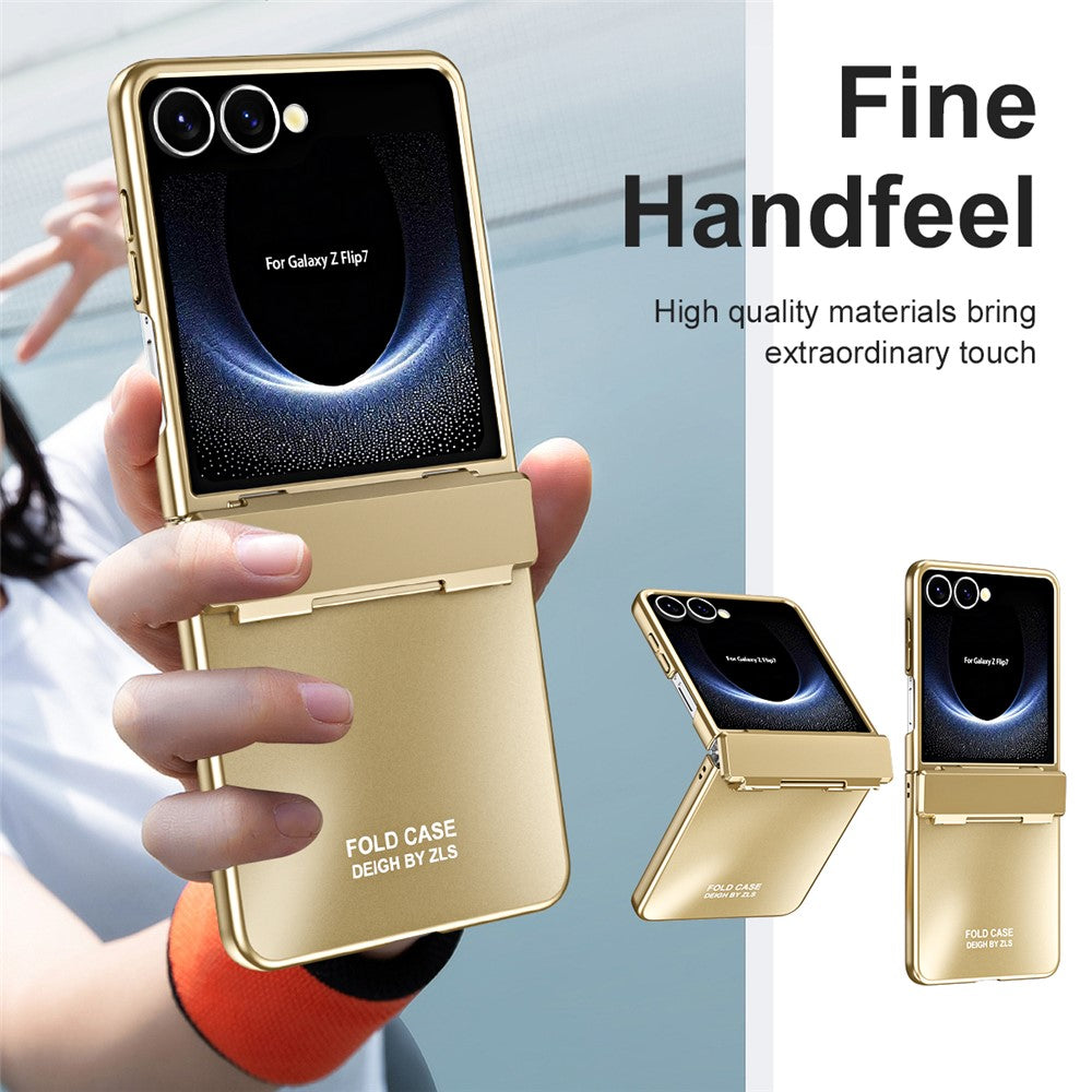 For Samsung Galaxy Z Flip7 5G Case Electroplating Hard PC Protective Phone Cover - Gold