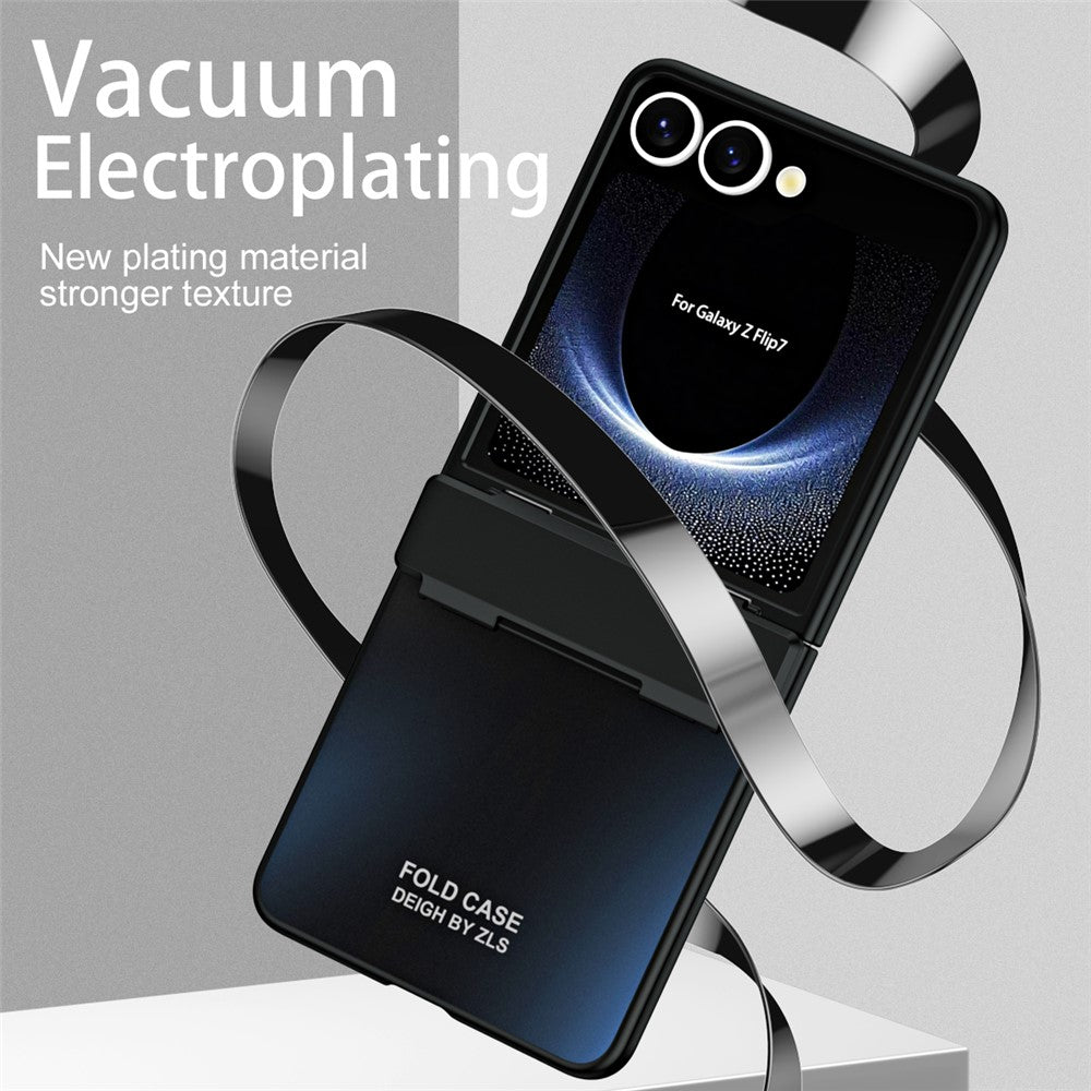 For Samsung Galaxy Z Flip7 5G Case Electroplating Hard PC Protective Phone Cover - Black