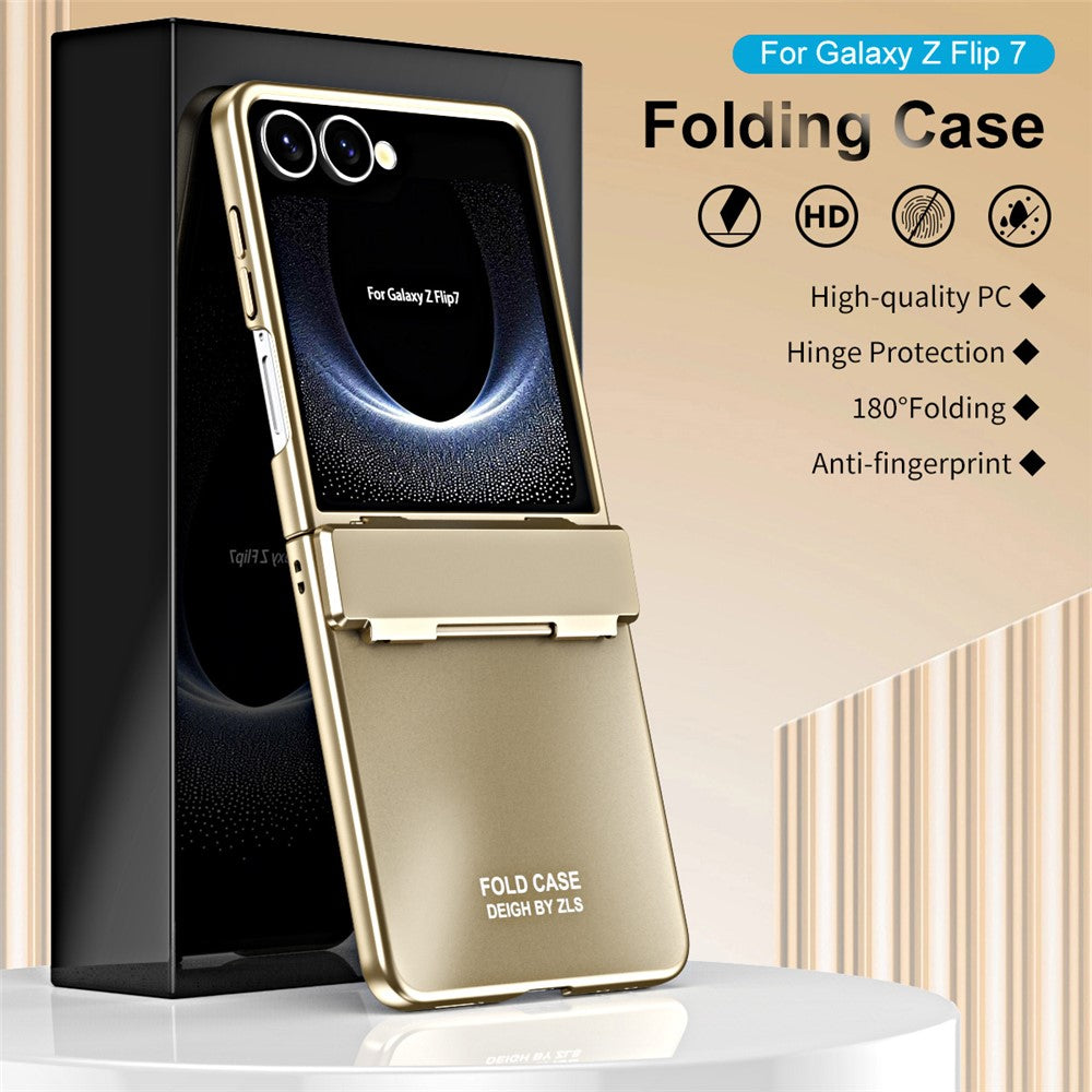 For Samsung Galaxy Z Flip7 5G Case Electroplating Hard PC Protective Phone Cover with Screen Protector - Black