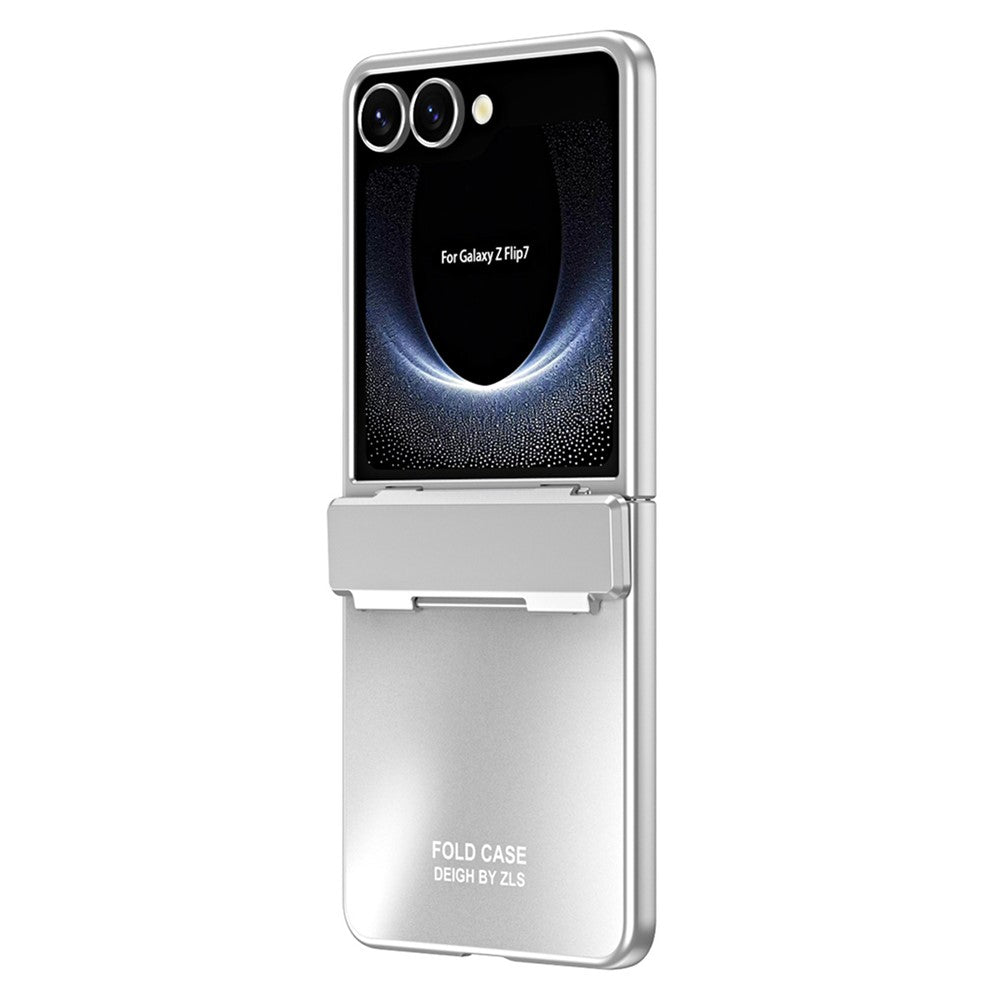 For Samsung Galaxy Z Flip7 5G Case Electroplating Hard PC Protective Phone Cover with Screen Protector - Silver