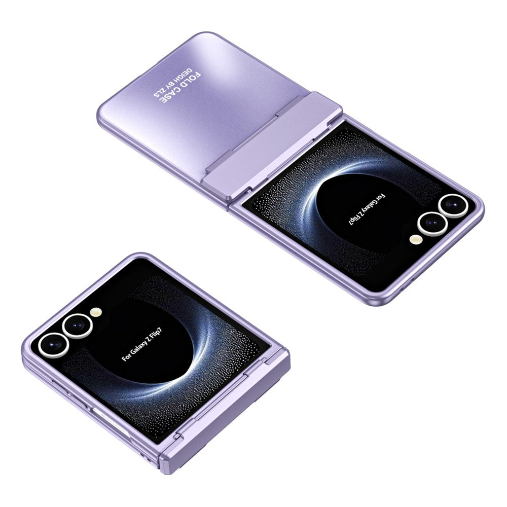 For Samsung Galaxy Z Flip7 5G Case Electroplating Hard PC Protective Phone Cover with Screen Protector - Purple