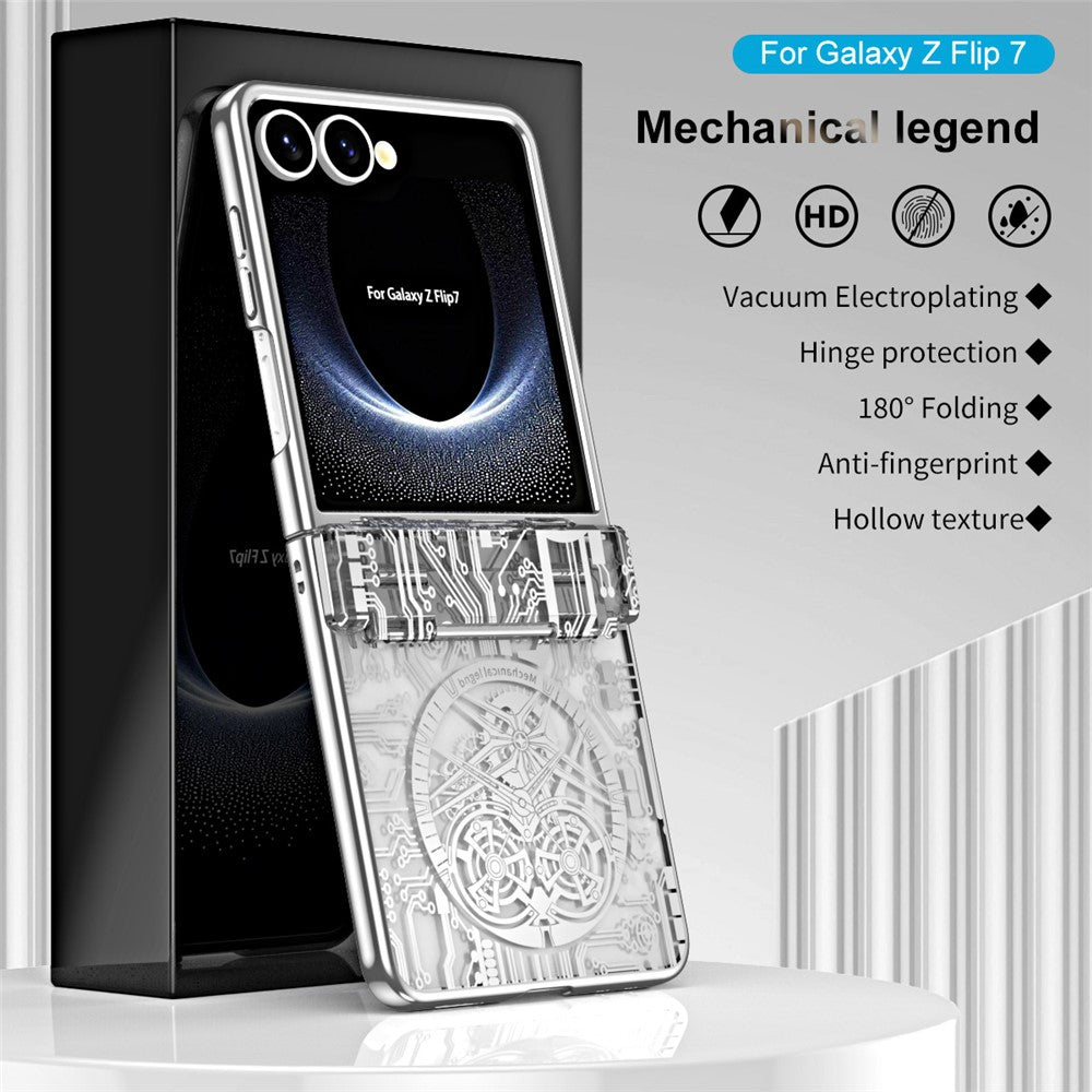 For Samsung Galaxy Z Flip7 5G Case Mechanical Legend Electroplating PC Phone Cover - Silver