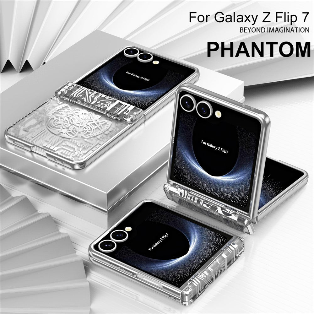 For Samsung Galaxy Z Flip7 5G Case Mechanical Legend Electroplating PC Phone Cover - Silver