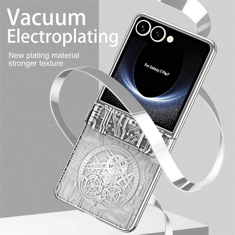 For Samsung Galaxy Z Flip7 5G Case Mechanical Legend Electroplating PC Phone Cover - Silver