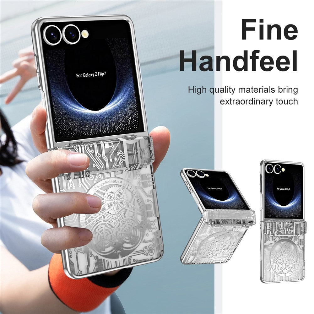 For Samsung Galaxy Z Flip7 5G Case Mechanical Legend Electroplating PC Phone Cover - Silver