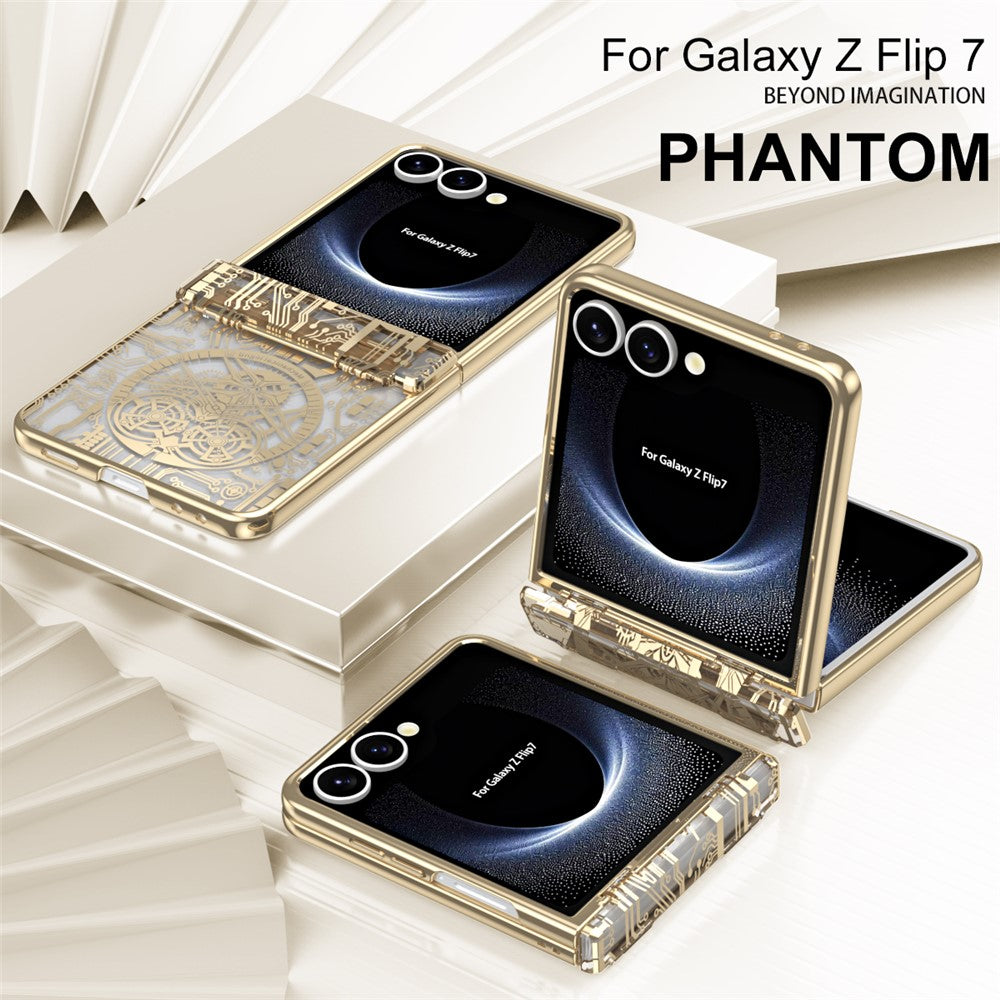 For Samsung Galaxy Z Flip7 5G Case Mechanical Legend Electroplating PC Phone Cover - Gold