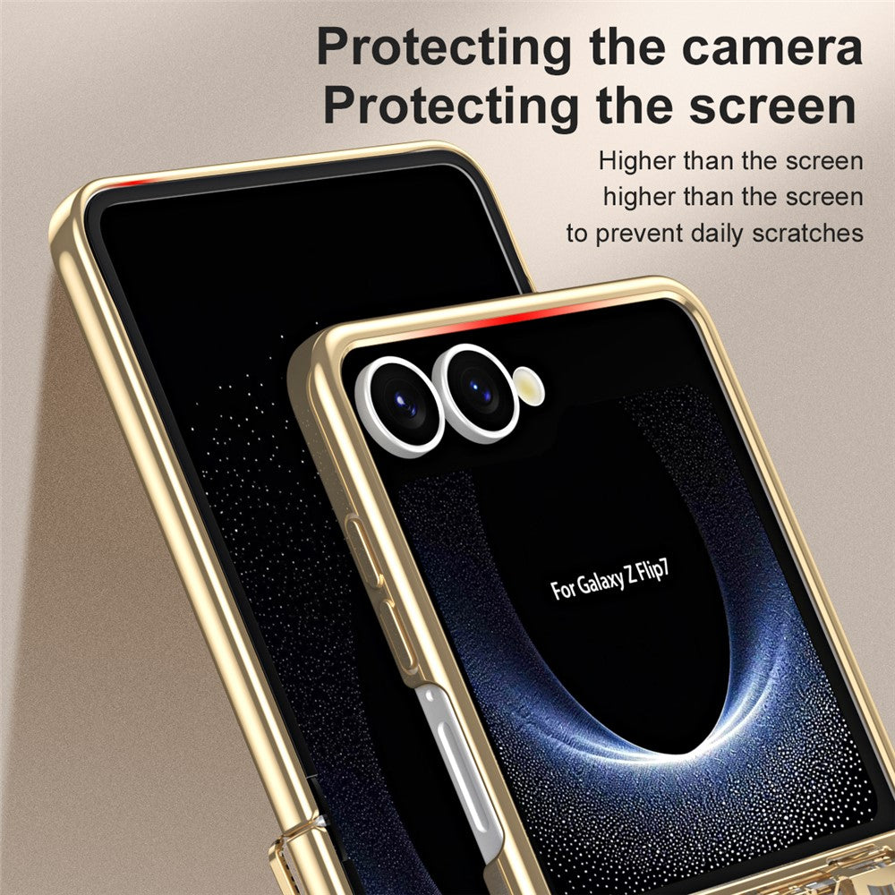 For Samsung Galaxy Z Flip7 5G Case Mechanical Legend Electroplating PC Phone Cover - Gold