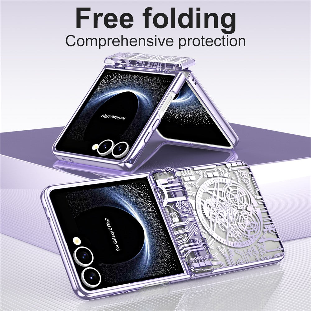 For Samsung Galaxy Z Flip7 5G Case Mechanical Legend Electroplating PC Phone Cover - Purple