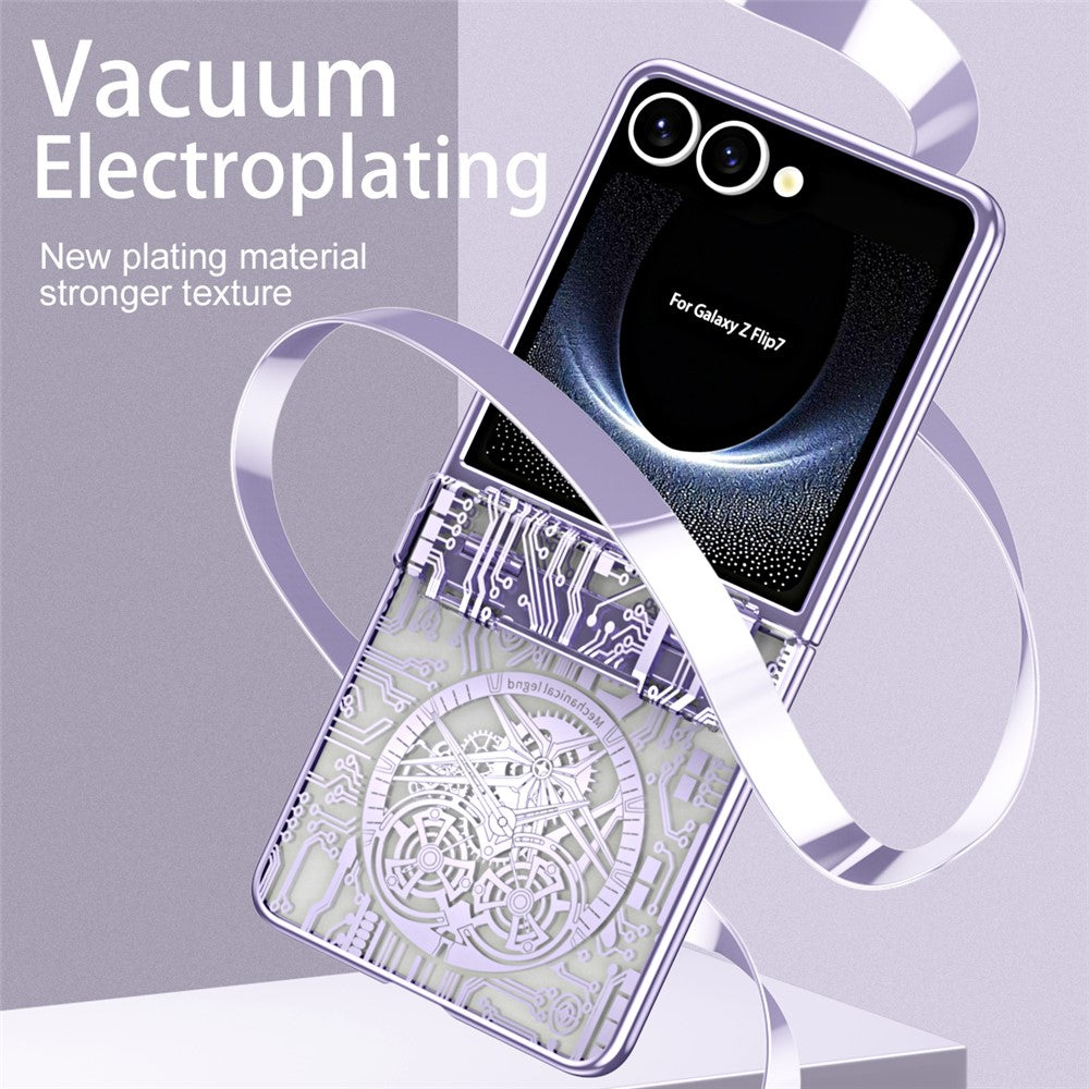 For Samsung Galaxy Z Flip7 5G Case Mechanical Legend Electroplating PC Phone Cover - Purple
