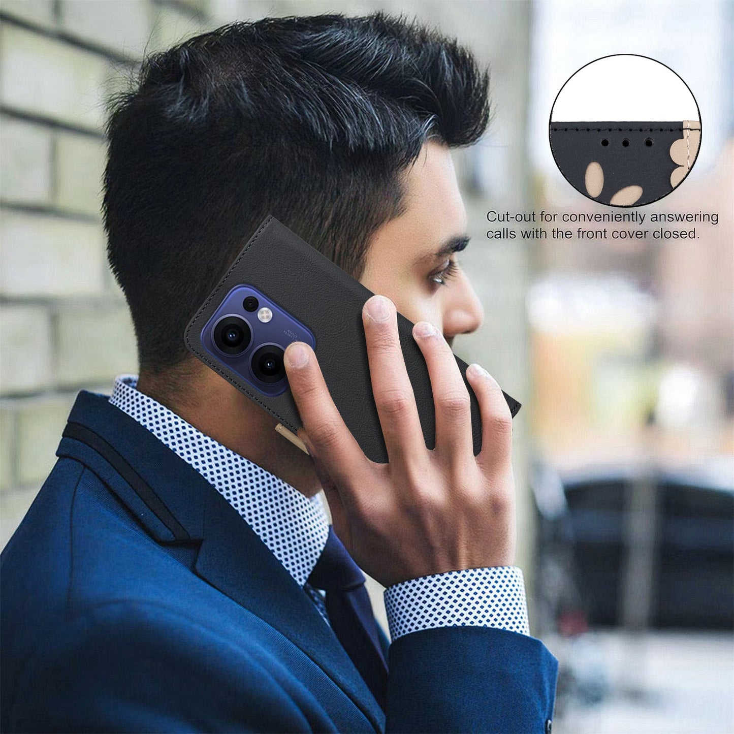 For Oppo Reno13 F 5G Leather Case BINFEN COLOR BF36 Floral Pattern Phone Cover RFID Blocking Wallet Stand - Black