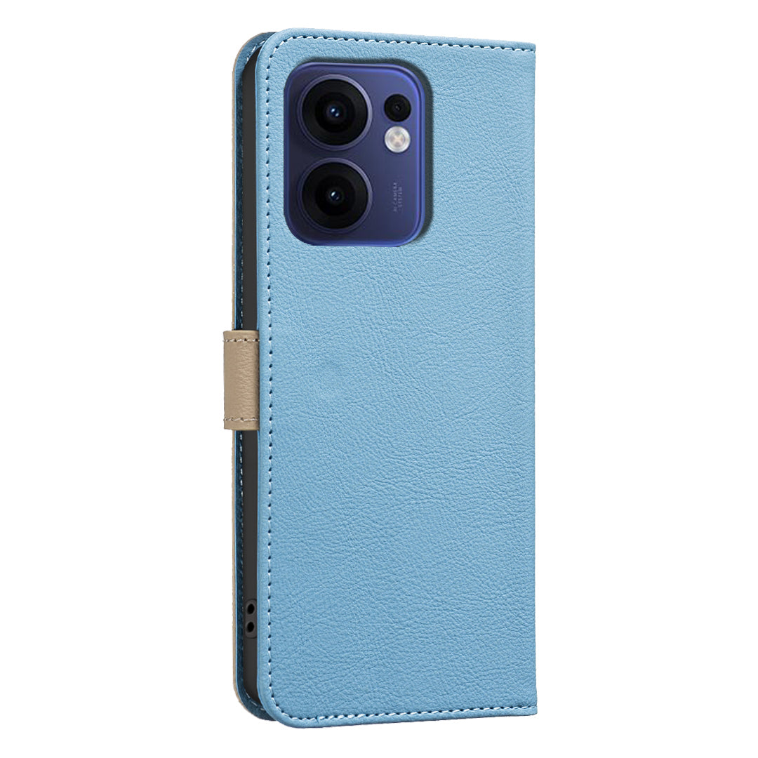 For Oppo Reno13 F 5G Leather Case BINFEN COLOR BF36 Floral Pattern Phone Cover RFID Blocking Wallet Stand - Baby Blue