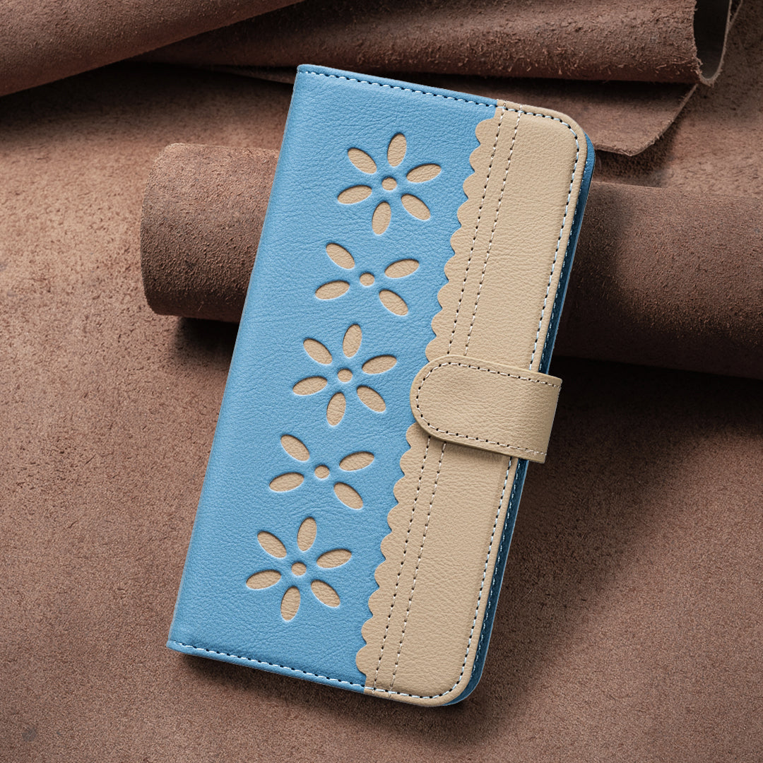 For Oppo Reno13 F 5G Leather Case BINFEN COLOR BF36 Floral Pattern Phone Cover RFID Blocking Wallet Stand - Baby Blue