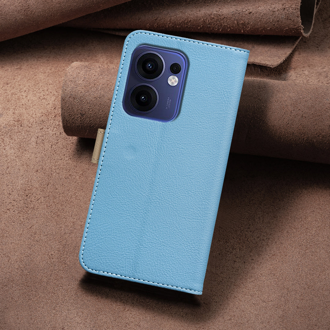 For Oppo Reno13 F 5G Leather Case BINFEN COLOR BF36 Floral Pattern Phone Cover RFID Blocking Wallet Stand - Baby Blue