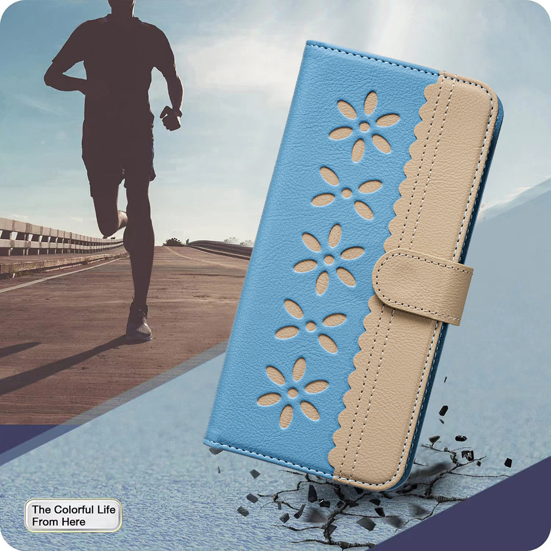 For Oppo Reno13 F 5G Leather Case BINFEN COLOR BF36 Floral Pattern Phone Cover RFID Blocking Wallet Stand - Baby Blue