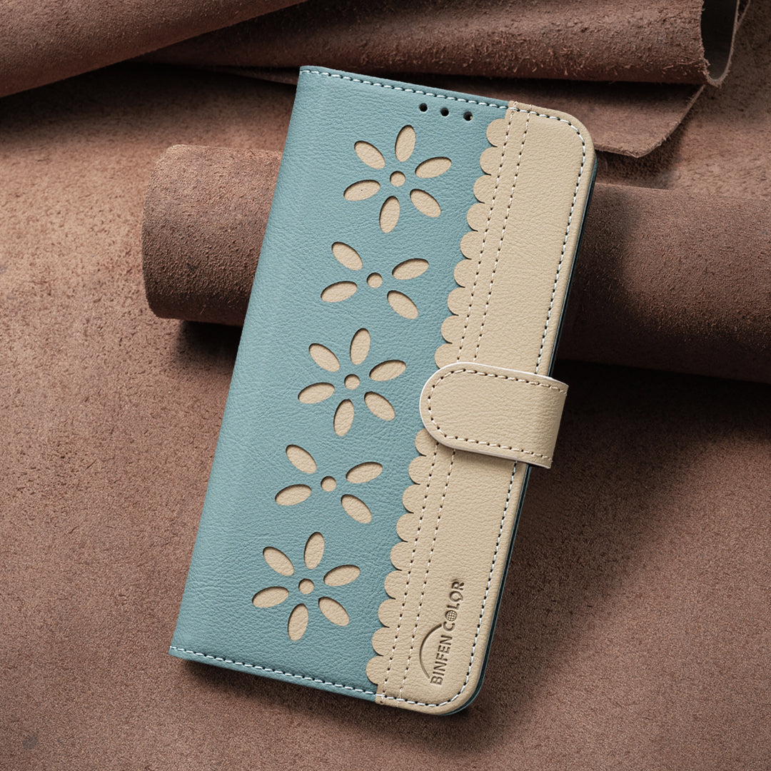 For Oppo Reno13 F 5G Leather Case BINFEN COLOR BF36 Floral Pattern Phone Cover RFID Blocking Wallet Stand - Green