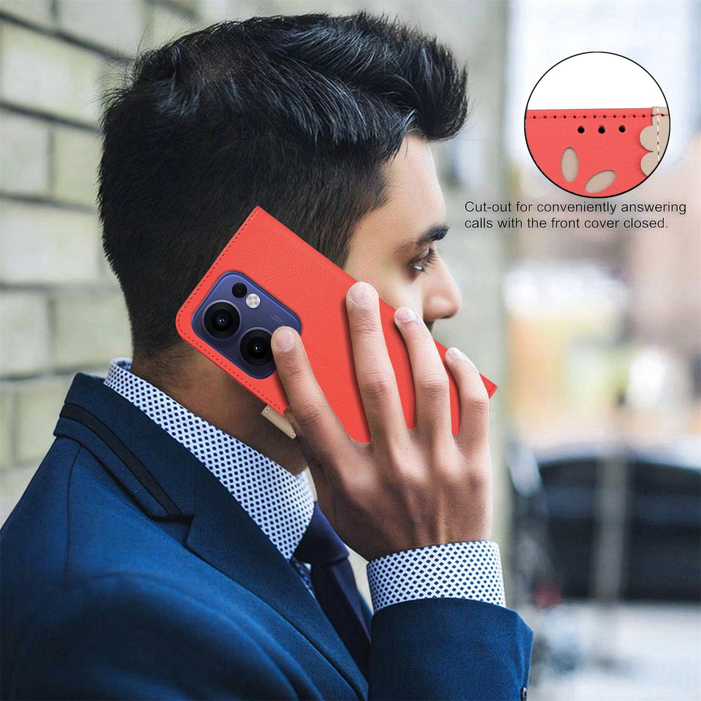 For Oppo Reno13 F 5G Leather Case BINFEN COLOR BF36 Floral Pattern Phone Cover RFID Blocking Wallet Stand - Red