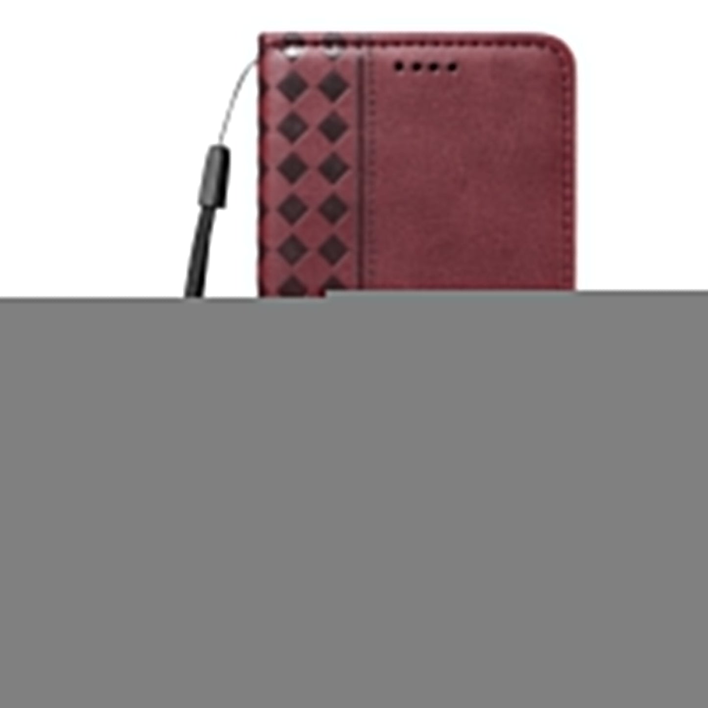 For Oppo Reno13 F 4G / Oppo Reno13 F 5G Leather Case Wallet Stand Grids Imprinted Phone Cover with Strap -  Wine Red