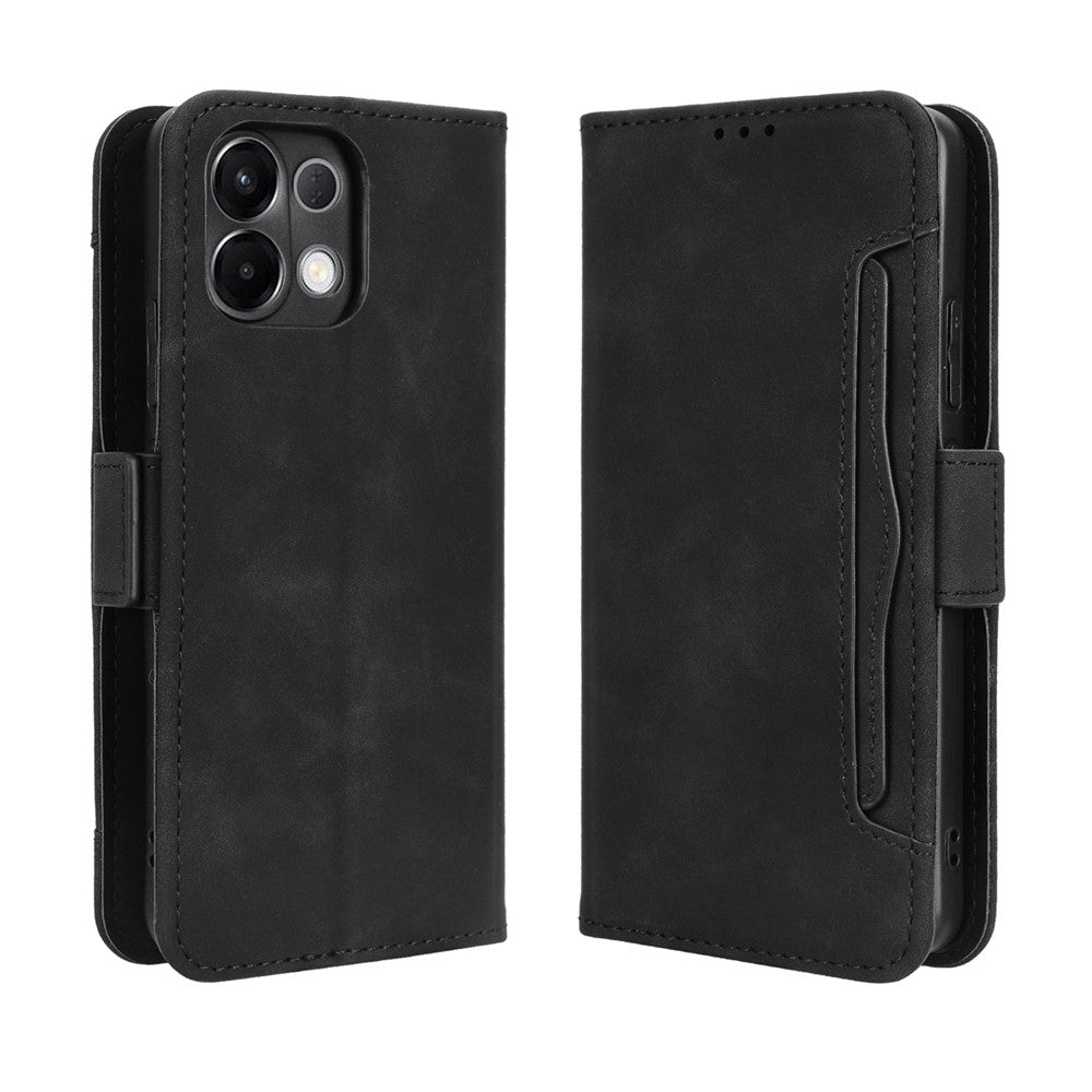 For Oppo K13 5G Leather Case Phone Wallet Cover with Multiple Card Slots - Black