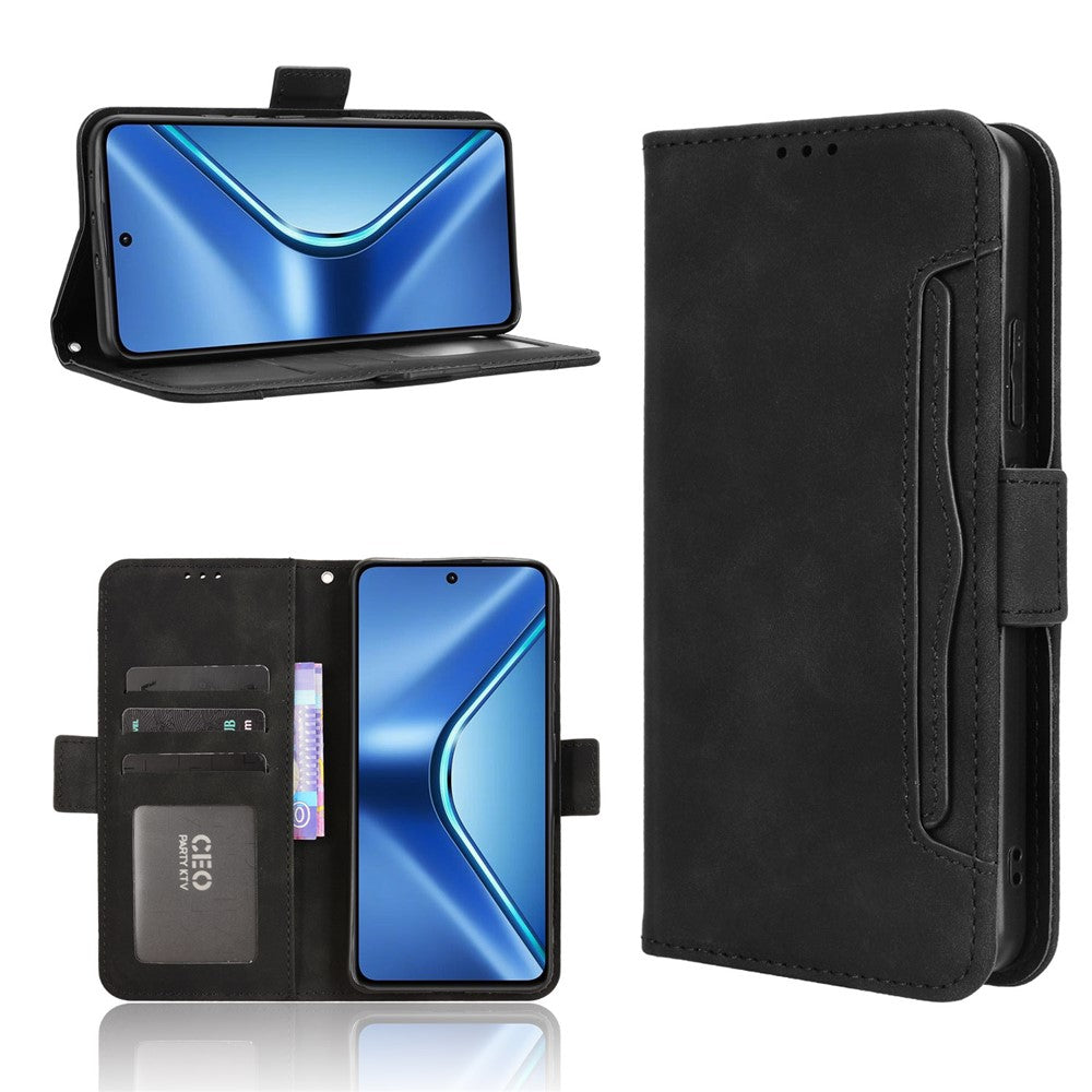 For Oppo K13 5G Leather Case Phone Wallet Cover with Multiple Card Slots - Black