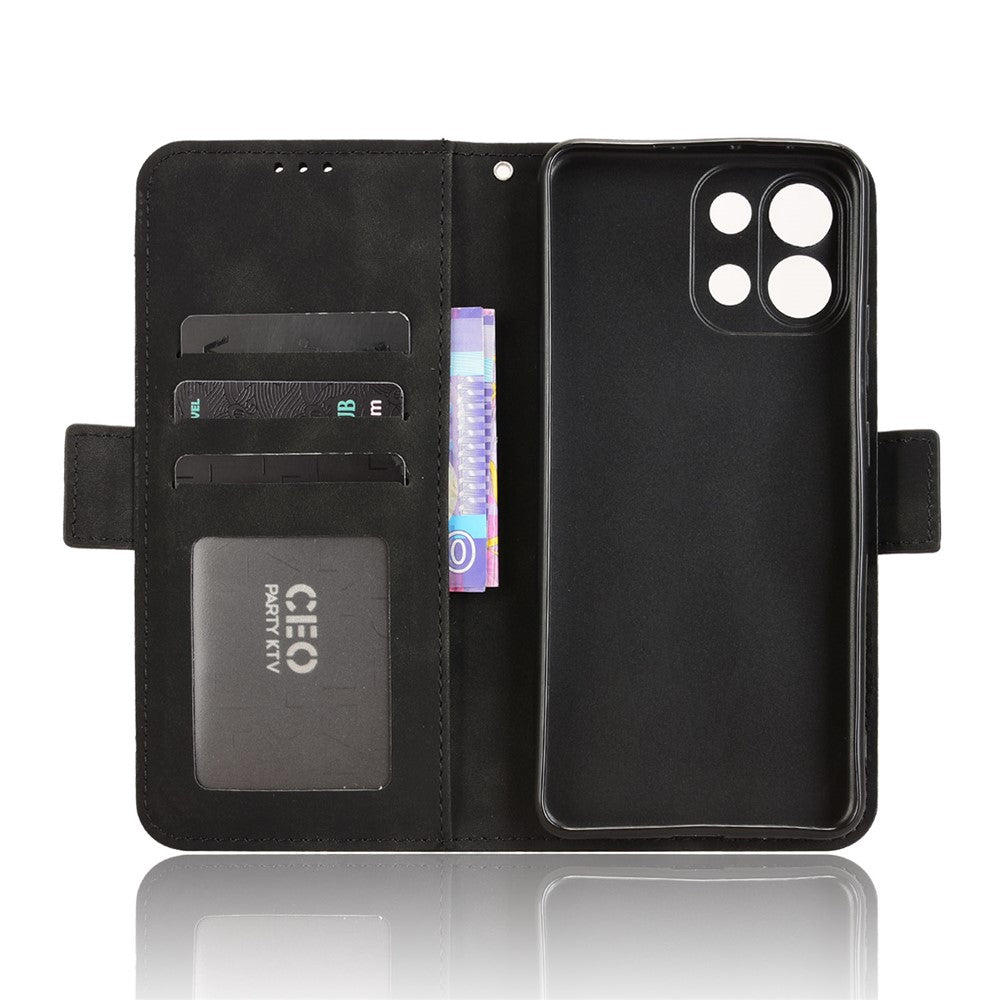 For Oppo K13 5G Leather Case Phone Wallet Cover with Multiple Card Slots - Black