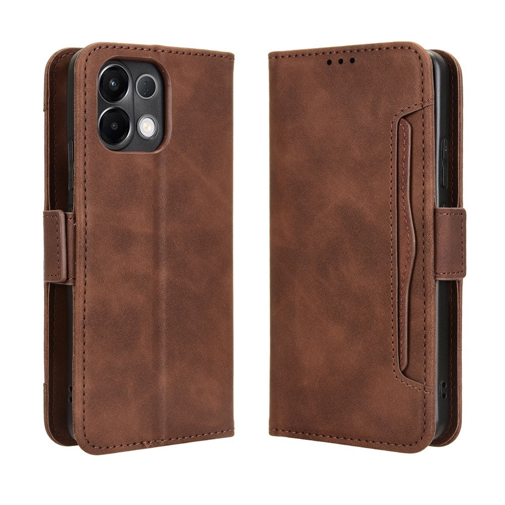 For Oppo K13 5G Leather Case Phone Wallet Cover with Multiple Card Slots - Brown