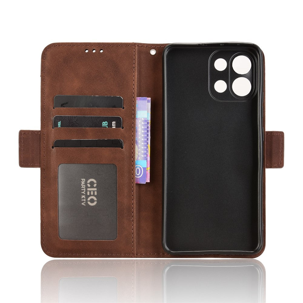 For Oppo K13 5G Leather Case Phone Wallet Cover with Multiple Card Slots - Brown