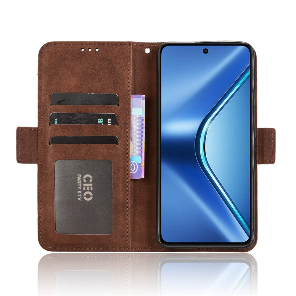 For Oppo K13 5G Leather Case Phone Wallet Cover with Multiple Card Slots - Brown