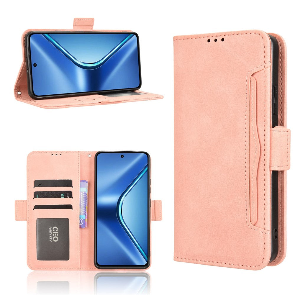 For Oppo K13 5G Leather Case Phone Wallet Cover with Multiple Card Slots - Pink