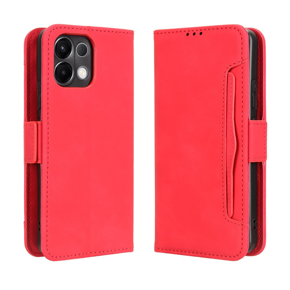 For Oppo K13 5G Leather Case Phone Wallet Cover with Multiple Card Slots - Red