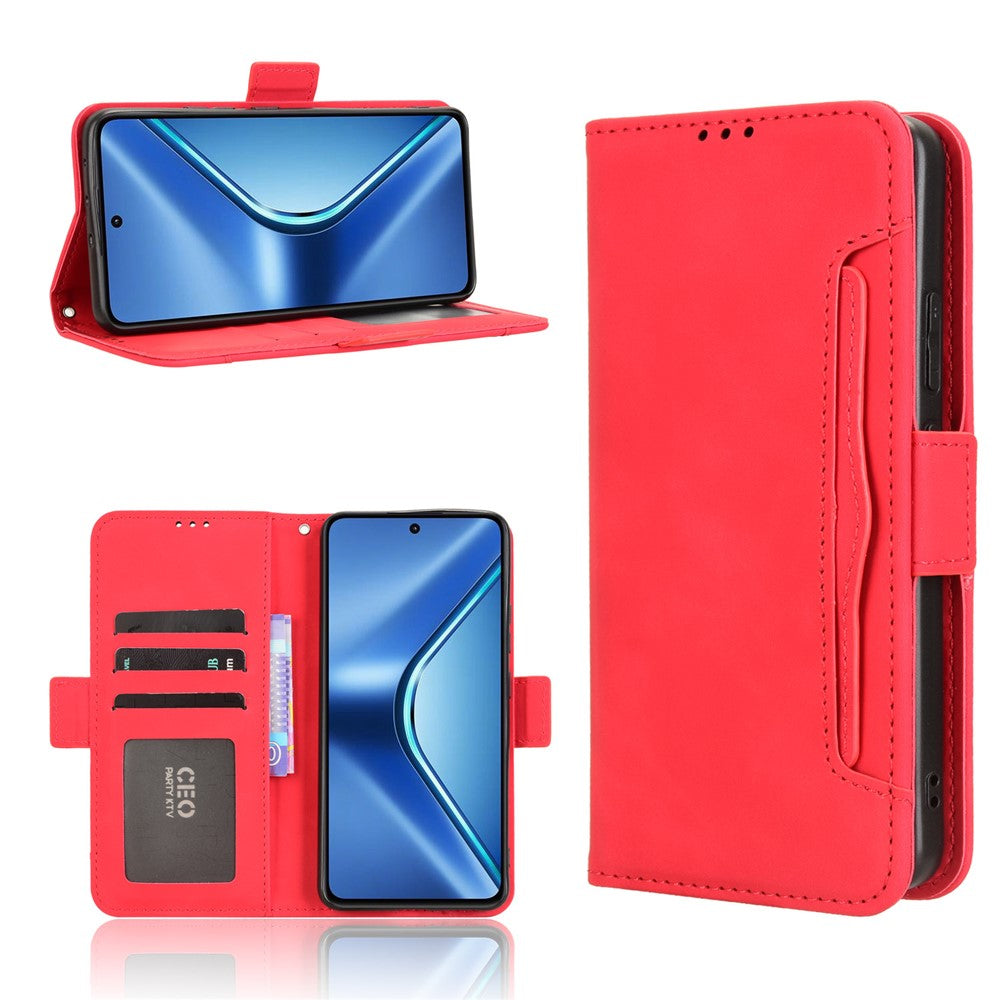 For Oppo K13 5G Leather Case Phone Wallet Cover with Multiple Card Slots - Red