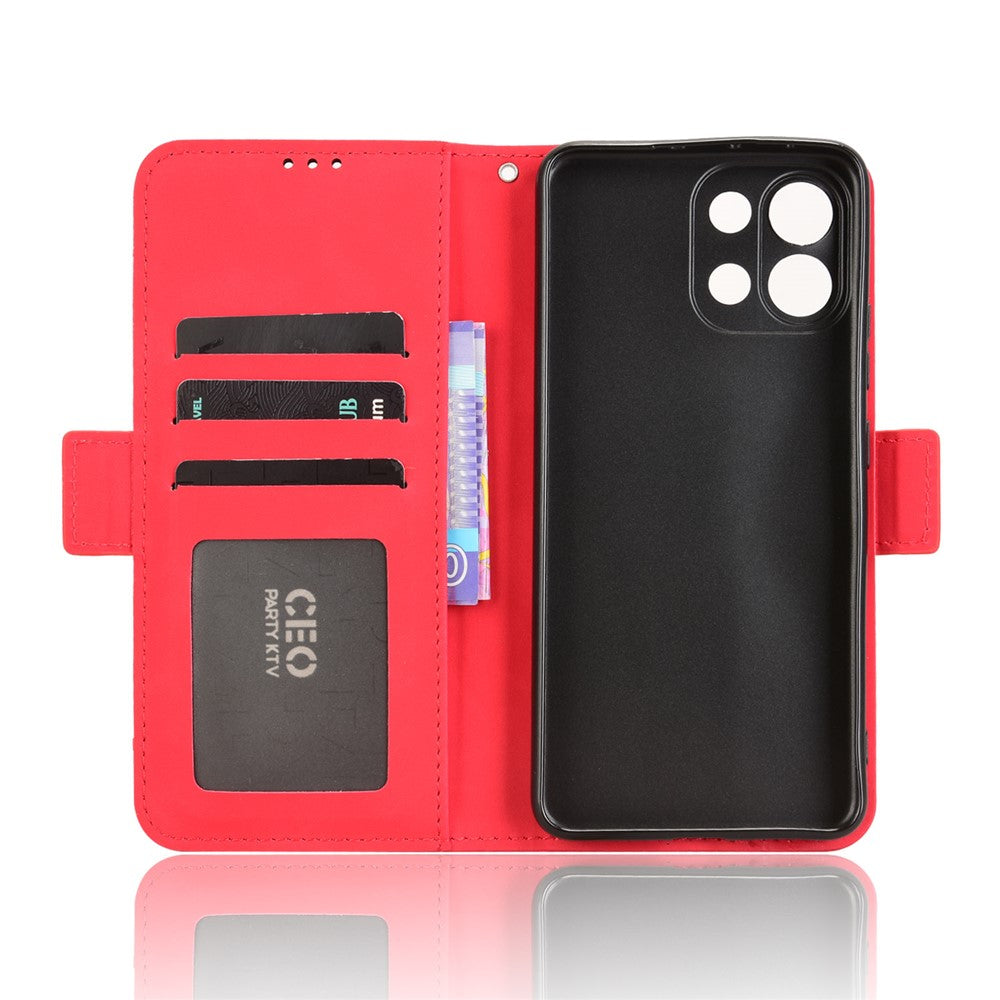 For Oppo K13 5G Leather Case Phone Wallet Cover with Multiple Card Slots - Red