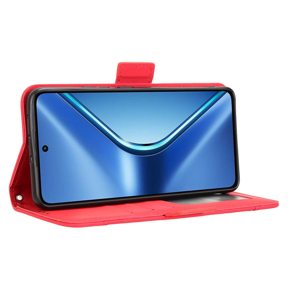 For Oppo K13 5G Leather Case Phone Wallet Cover with Multiple Card Slots - Red