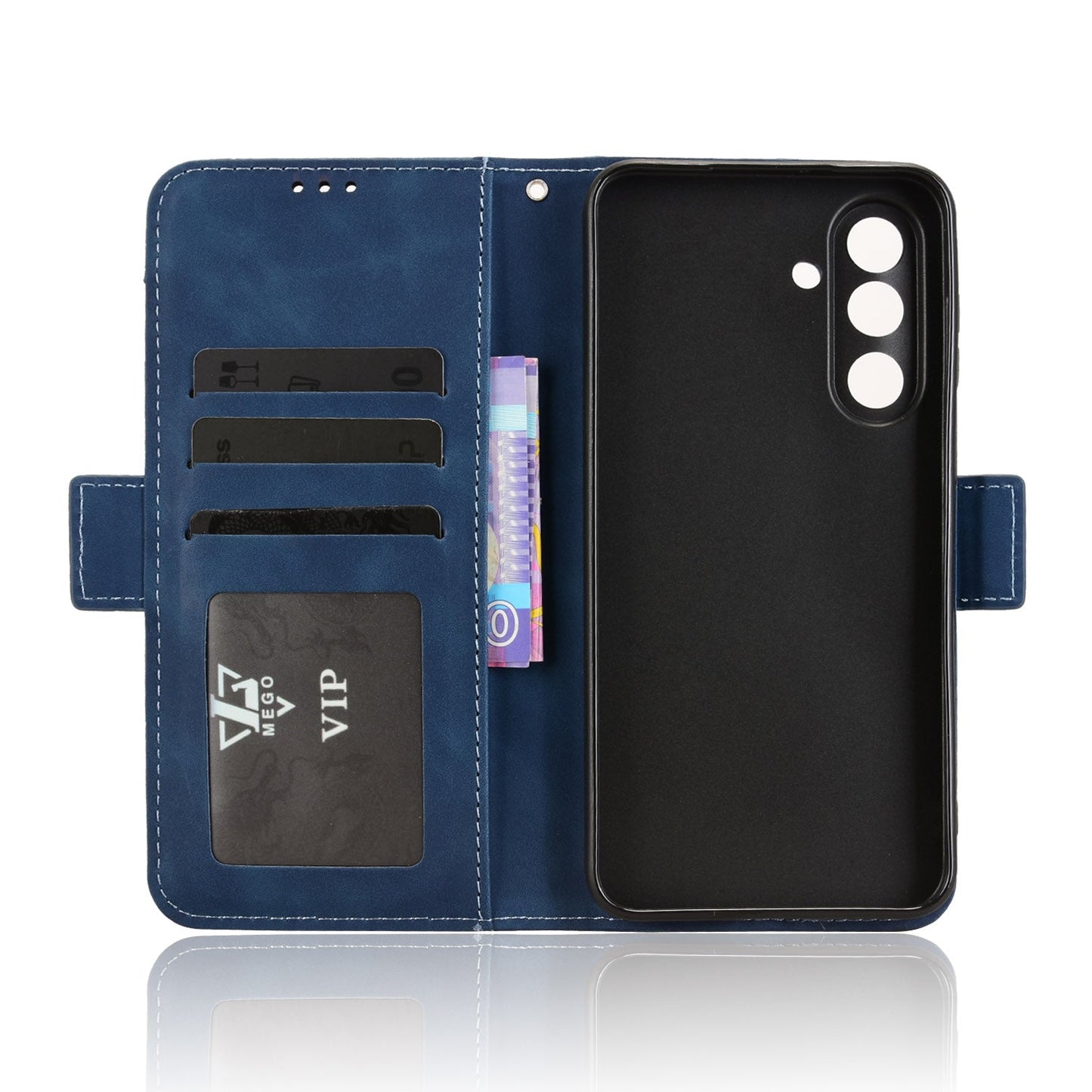 For Samsung Galaxy M56 5G Leather Case Phone Wallet Cover with Multiple Card Slots - Blue