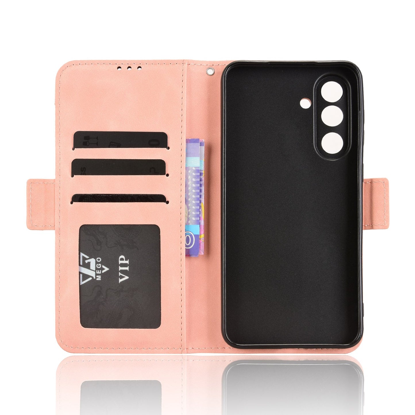 For Samsung Galaxy M56 5G Leather Case Phone Wallet Cover with Multiple Card Slots - Pink