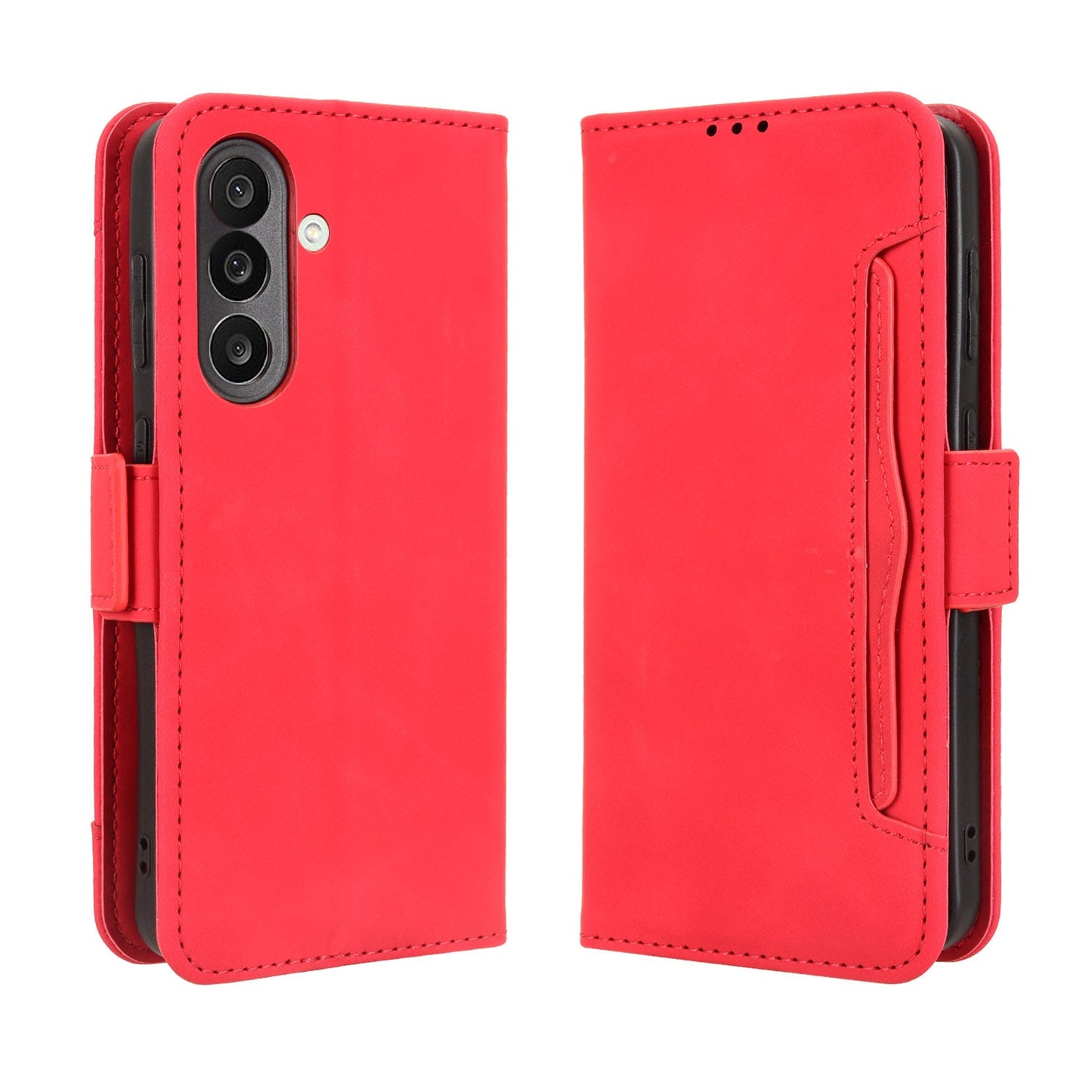 For Samsung Galaxy M56 5G Leather Case Phone Wallet Cover with Multiple Card Slots - Red