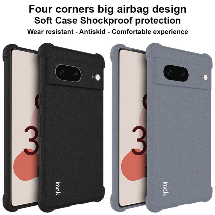 IMAK For Google Pixel 7 5G Matte TPU Phone Case Four Corner Airbag Drop Protection Shockproof Cover - Black