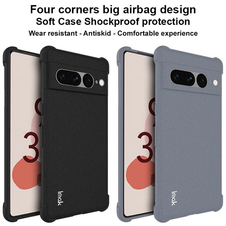 IMAK For Google Pixel 7 Pro 5G Reinforced Corners TPU Phone Case Matte Surface Anti-Fingerprint Cover - Black