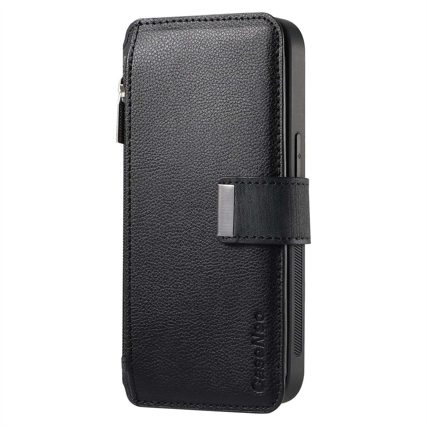 For Oppo Reno13 F 5G Case CASENEO MW-02 Detachable Magnetic Leather Flip Phone Cover - Black