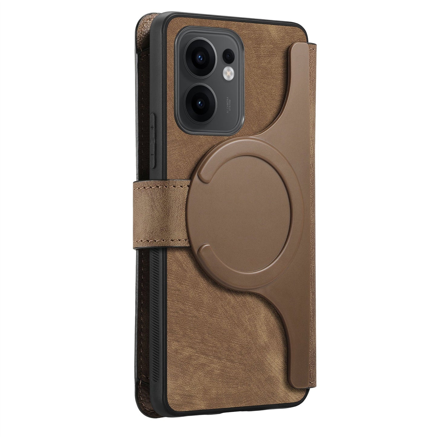 For Oppo Reno13 F 5G Case CASENEO MW-02 Detachable Magnetic Leather Flip Phone Cover - Brown
