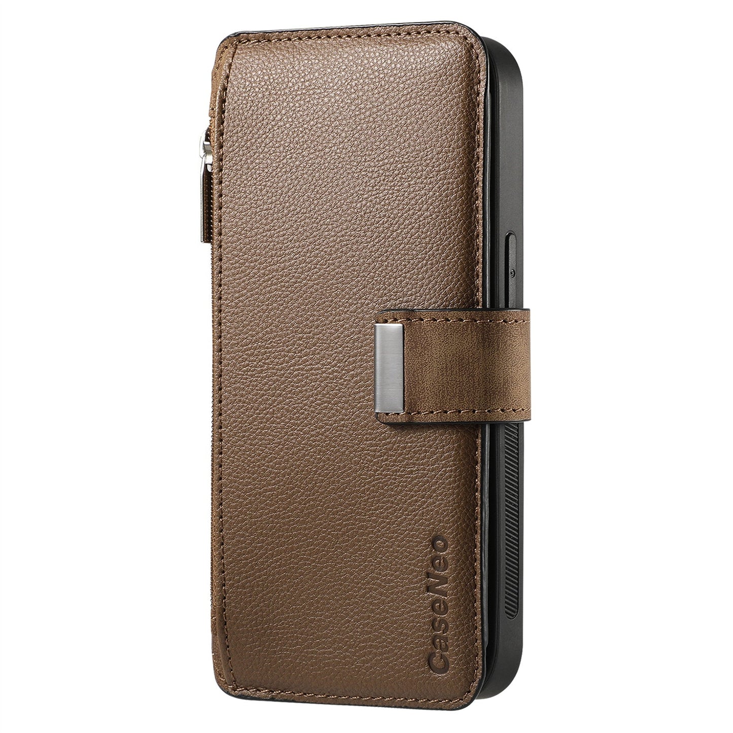 For Oppo Reno13 F 5G Case CASENEO MW-02 Detachable Magnetic Leather Flip Phone Cover - Brown