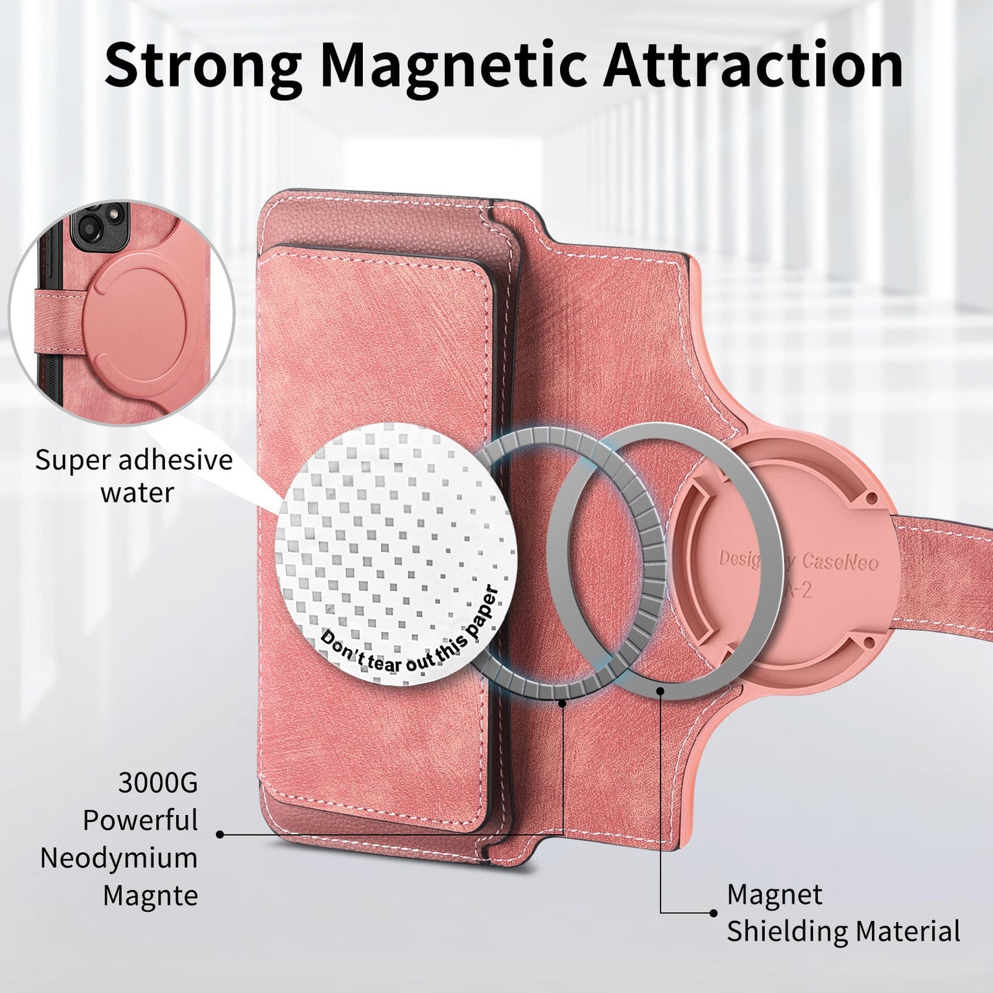 For Oppo Reno13 F 5G Case CASENEO MW-02 Detachable Magnetic Leather Flip Phone Cover - Pink