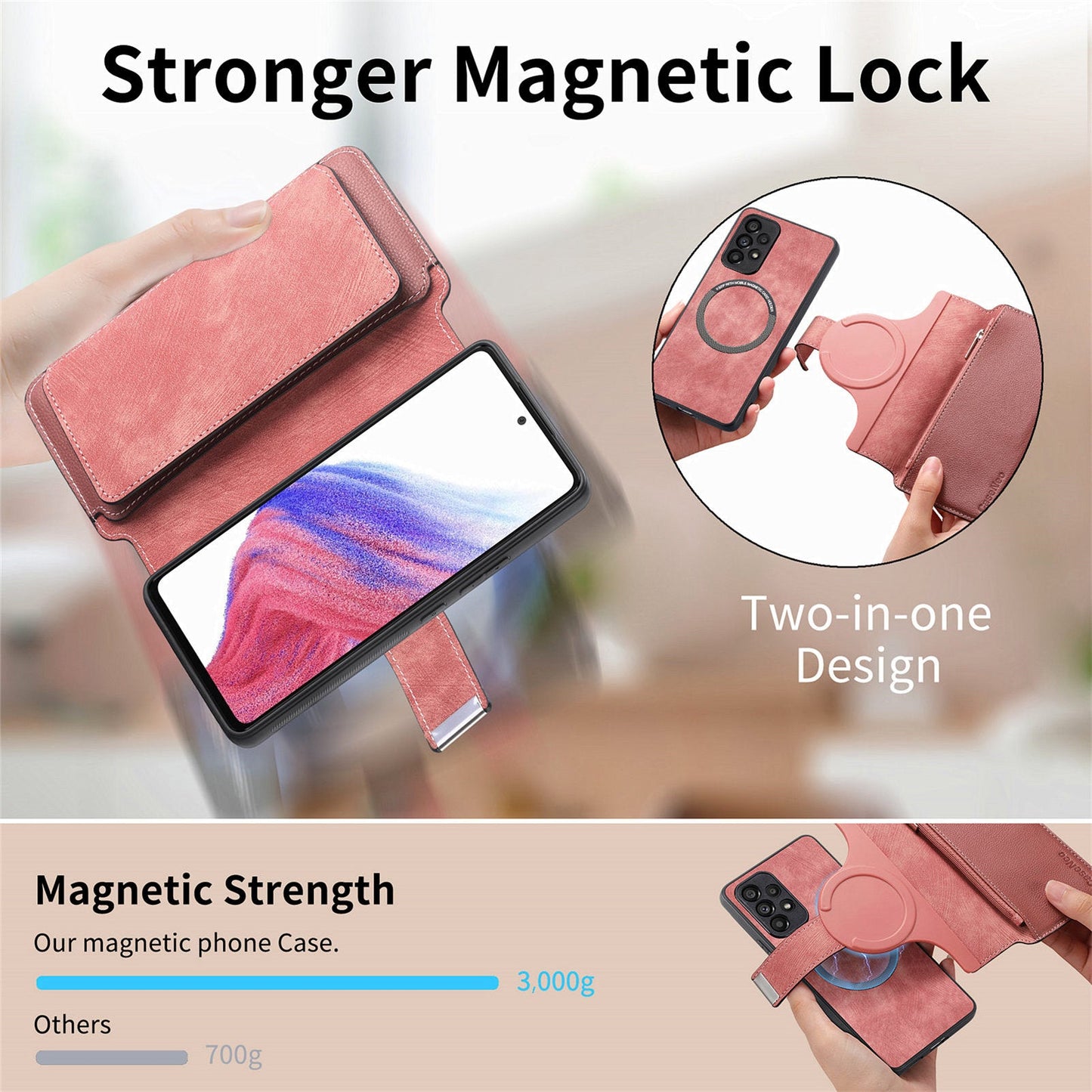 For Oppo Reno13 F 5G Case CASENEO MW-02 Detachable Magnetic Leather Flip Phone Cover - Pink