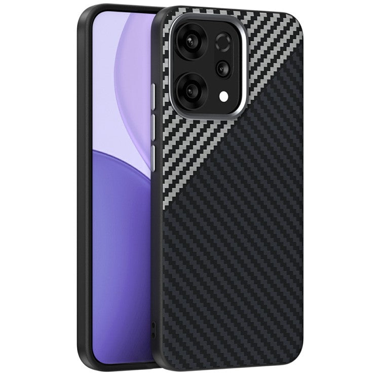 ABEEL For Oppo Reno14 5G (Global) Case Compatible with MagSafe Carbon Fiber Texture Back Cover - Black / Silver