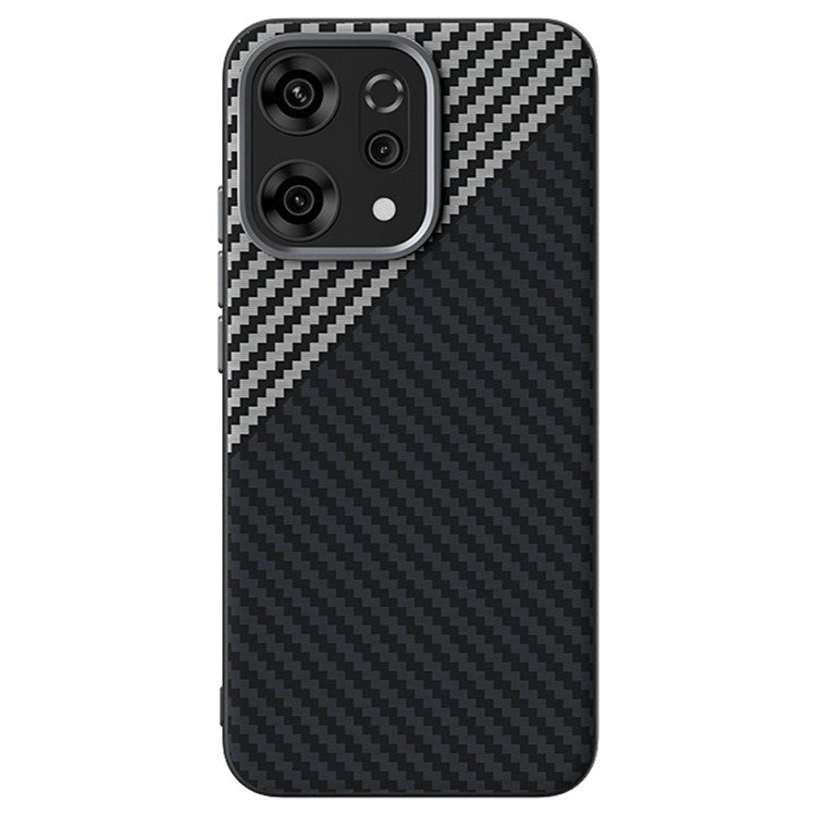 ABEEL For Oppo Reno14 5G (Global) Case Compatible with MagSafe Carbon Fiber Texture Back Cover - Black / Silver