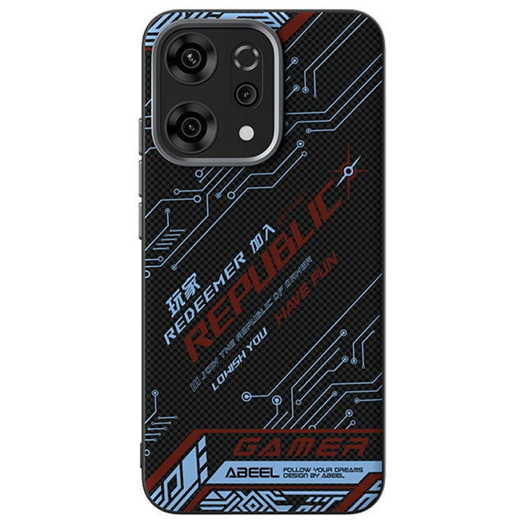 ABEEL For Oppo Reno14 5G (Global) Case Compatible with MagSafe Printed PC TPU Aluminum Alloy Leather Phone Cover - Outstanding No. 4