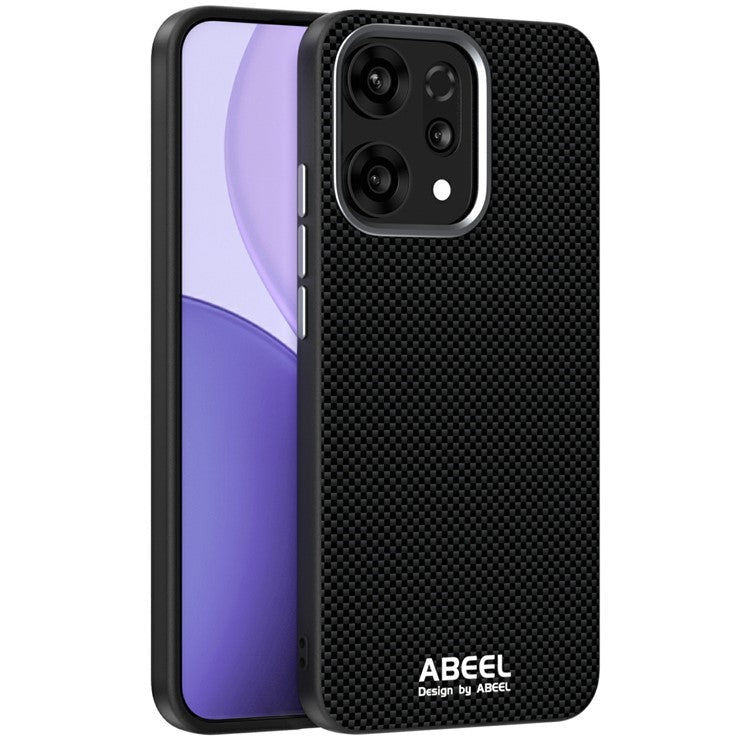 ABEEL For Oppo Reno14 5G (Global) Case Compatible with MagSafe Printed PC TPU Aluminum Alloy Leather Phone Cover - Black