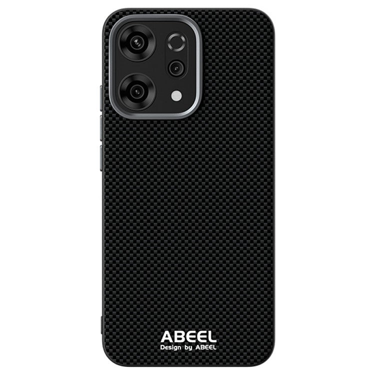 ABEEL For Oppo Reno14 5G (Global) Case Compatible with MagSafe Printed PC TPU Aluminum Alloy Leather Phone Cover - Black