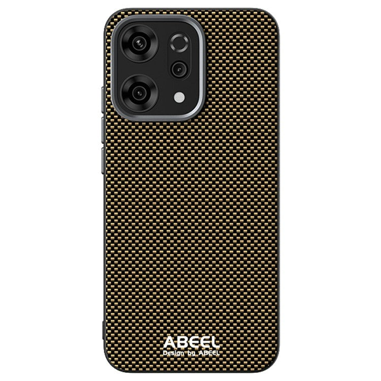 ABEEL For Oppo Reno14 5G (Global) Case Compatible with MagSafe Printed PC TPU Aluminum Alloy Leather Phone Cover - Gold