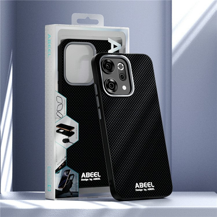 ABEEL For Oppo Reno14 5G (Global) Case Compatible with MagSafe Printed PC TPU Aluminum Alloy Leather Phone Cover - Gold