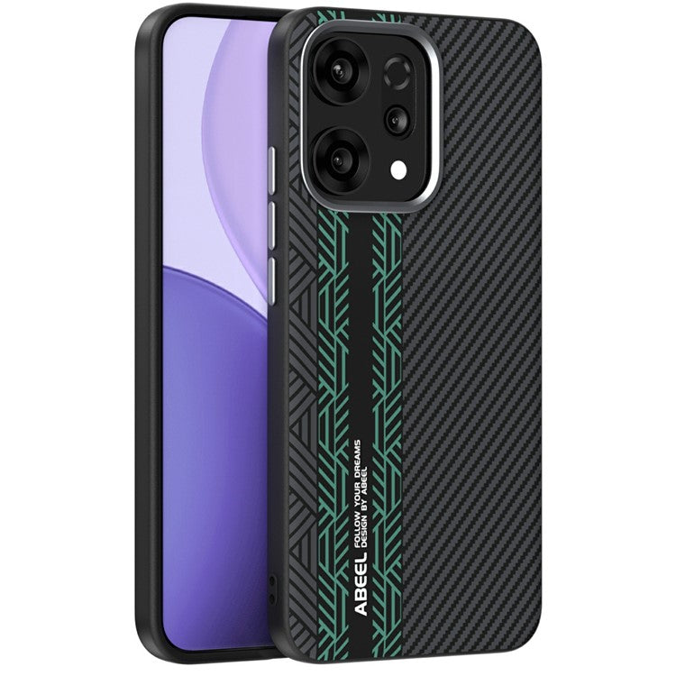 ABEEL For Oppo Reno14 5G (Global) Case PC + TPU + Aluminum Alloy + PU Leather Phone Cover Compatible with MagSafe - Texture 2